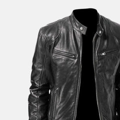 Vortex Removable Hood Mens Leather Motorcycle Jacket