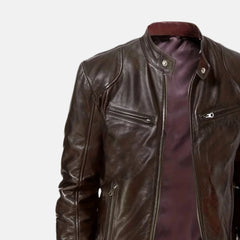 Vortex Removable Hood Mens Leather Motorcycle Jacket