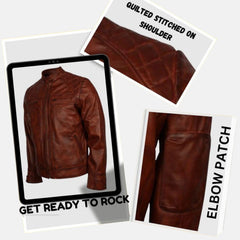 Men’s Green Quilted Leather Jacket For Men