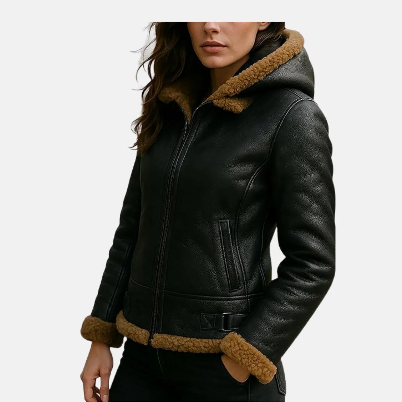 ジャケット・アウター IRENE Fur Hooded Leather Jacket Cool Looking Hooded Leather Jackets For Women