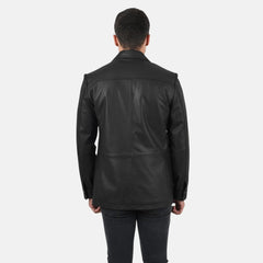 Borges Button Up Mens Leather Blazer