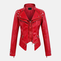 Celeste Studded Leather Biker Jacket for Women