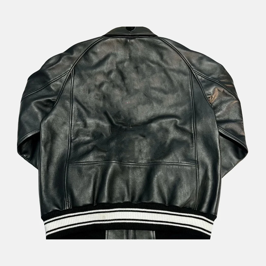 Crovane Men's American Flight Bomber Leather Fight Jacket