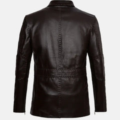 Double Button Phoenix Leather Blazer Jacket