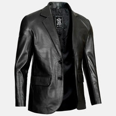 Double Button Refined Men leather Blazer