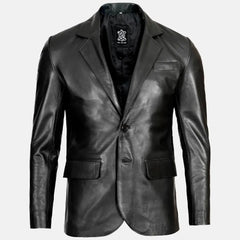 Double Button Refined Men leather Blazer