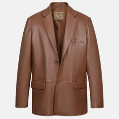 Kajetan Coat Style Leather Blazer Men