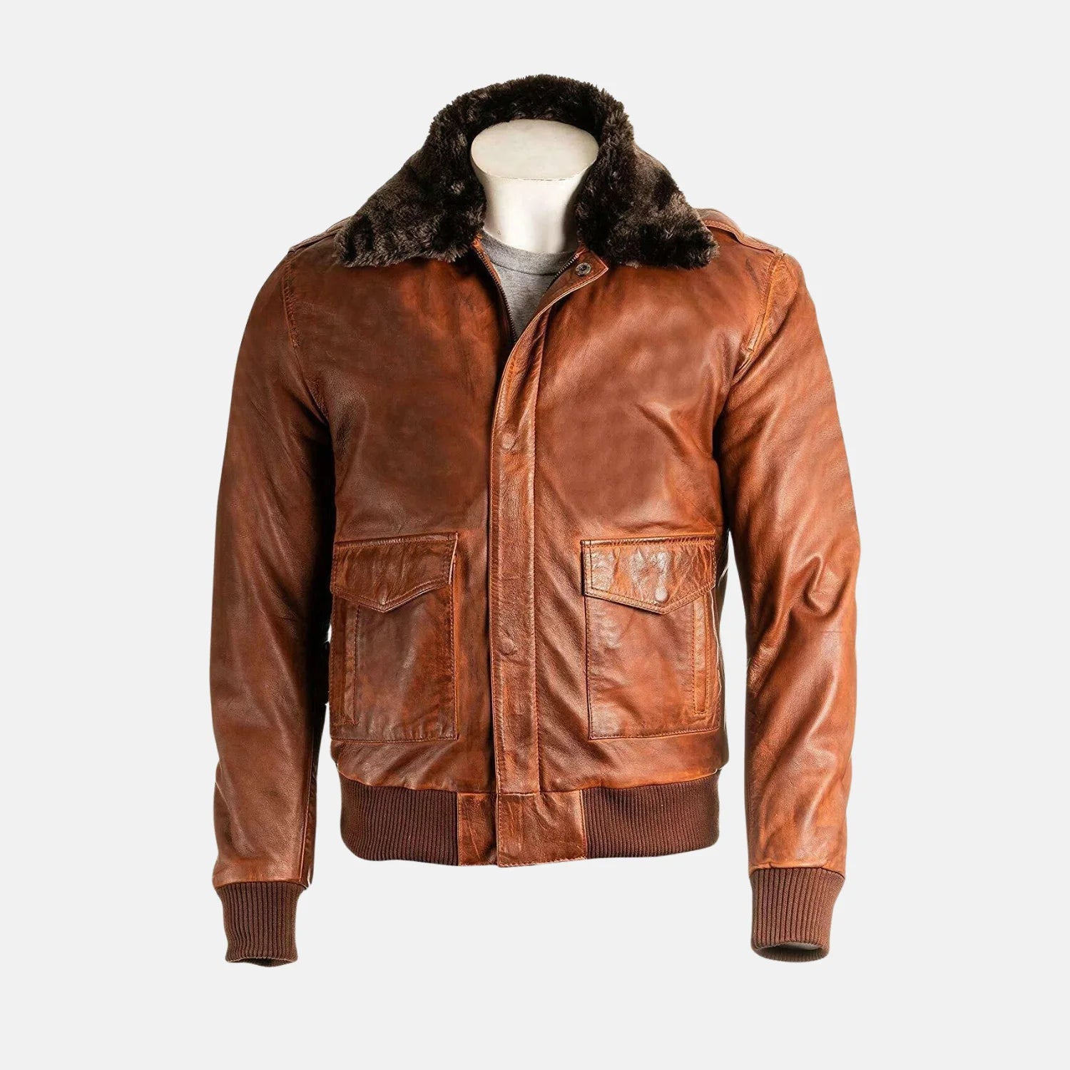 Fur Collar Coat Leather Flight Bomber Jacket