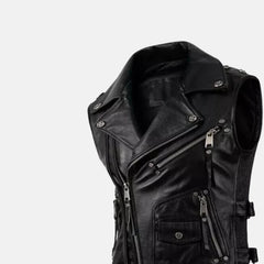 Lavendard Sleeveless Mens Leather Motorcycle Vest