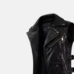 Lavendard Sleeveless Mens Leather Motorcycle Vest