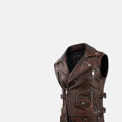Lavendard Sleeveless Mens Leather Motorcycle Vest