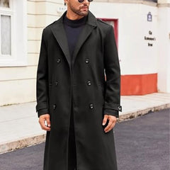 Marzoro Mens Double Breasted Notched Lapel Leather Duster