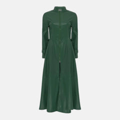 Women’s Full Zipper Ankle Length Leather Coat Long Sleeves