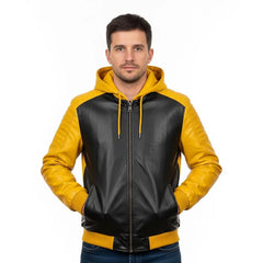 Nintenzo Black & Yellow Gothic Style Mens Hooded Jacket