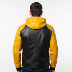 Nintenzo Black & Yellow Gothic Style Mens Hooded Jacket