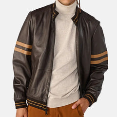 Odyssey Onyx Leather Bomber Jacket for Men | Brown