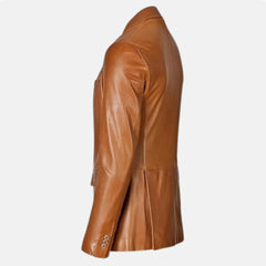 Orviano Satin Lining Leather Blazer Jacket