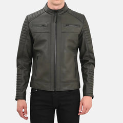 Men’s Green Quilted Leather Jacket For Men