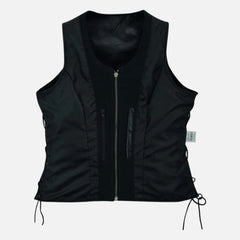 Selene Side Lace Women’s Leather Vest Detailed Stitch Design