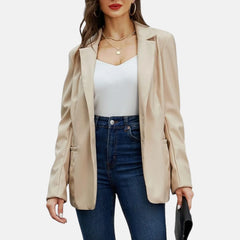 Seraphine Women’s Leather Blazer Fall Casual Lapel Button Down