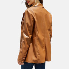 Seraphine Women’s Leather Blazer Fall Casual Lapel Button Down