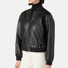 Street Sleek Womens Black Bomber Jacket