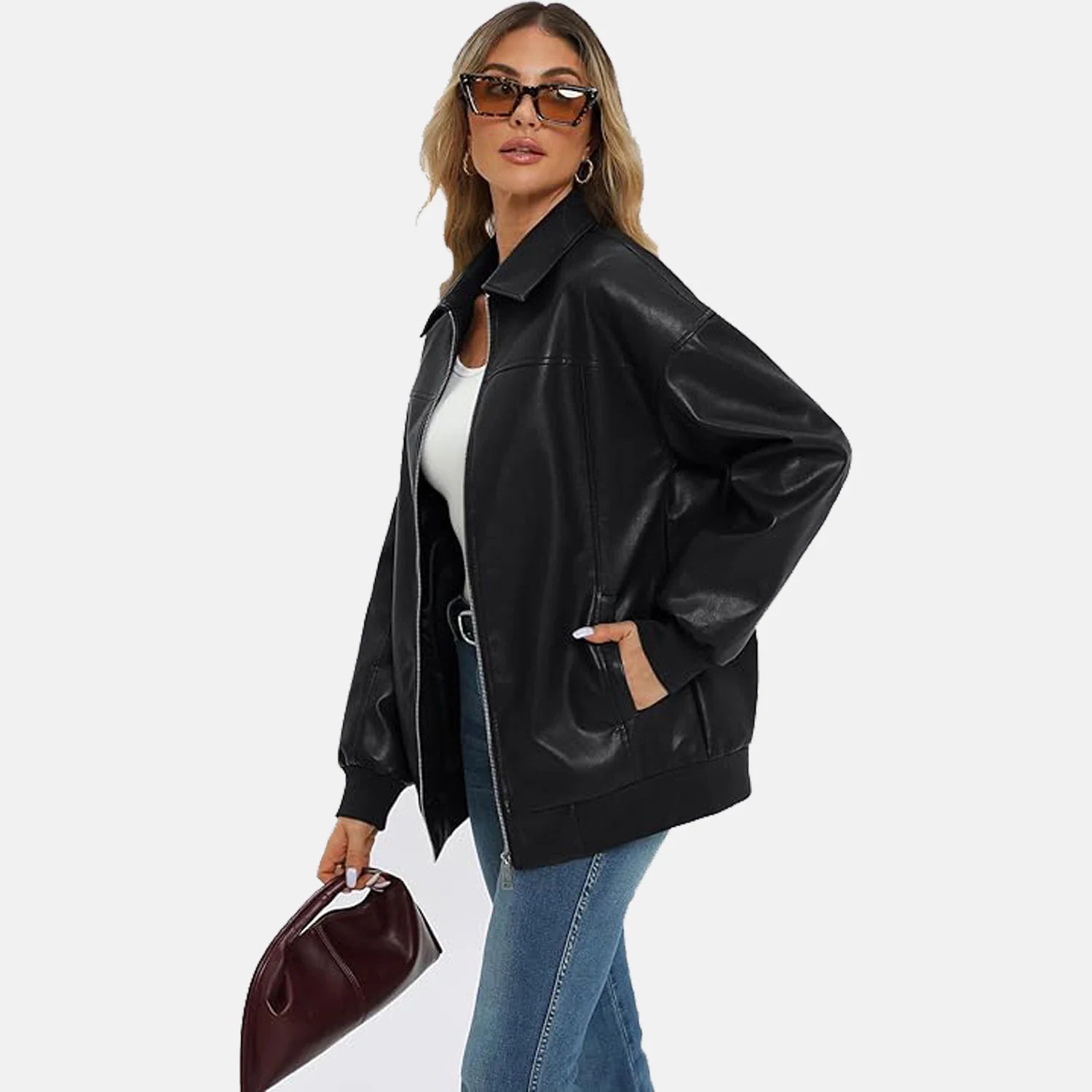 Stylish Leather Bomber Jacket for Women | Order Now