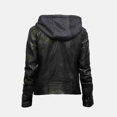 Sybil Sable Hooded Biker Jacket Womens