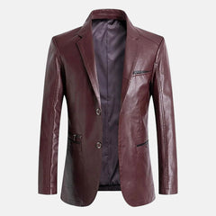 Thorne Maroon Leather Blazer Jacket