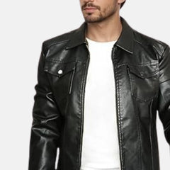 Titan Turn Down Collar Men Biker Jacket