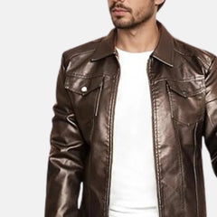 Titan Turn Down Collar Men Biker Jacket