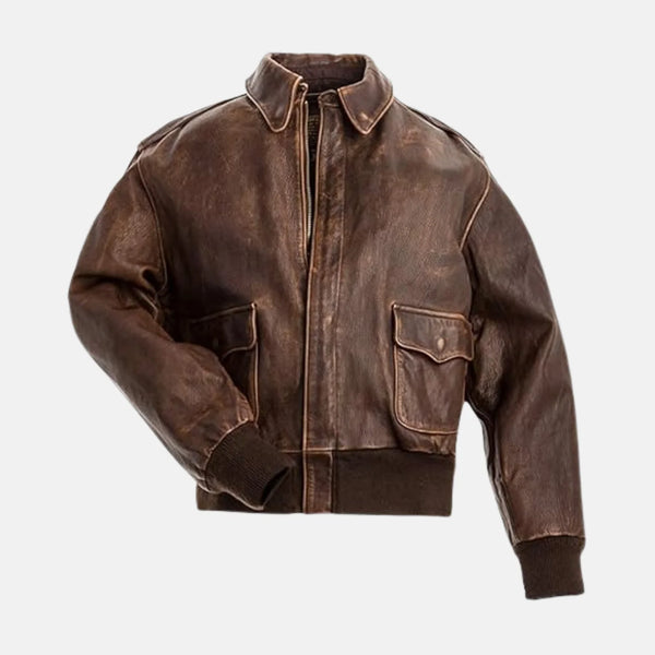 Tivra A-2 Aviator Air Force Pilot Leather Fight Jacket