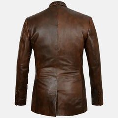 Tristan Brown Leather Blazer