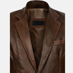 Tristan Brown Leather Blazer