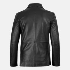 Valnero Notched Lapel Leather Blazer For Men