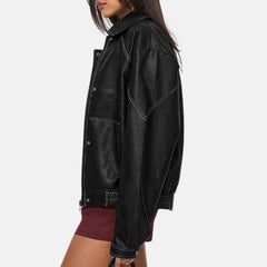 ladies black bomber jacket