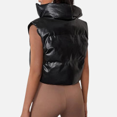 Vivica Women’s Cropped Puffer Leather Vest