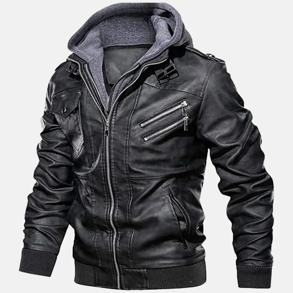 Trendy Mens Leather Jackets with Hoodie