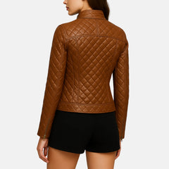 Quilted Leather Biker Jacket Womens