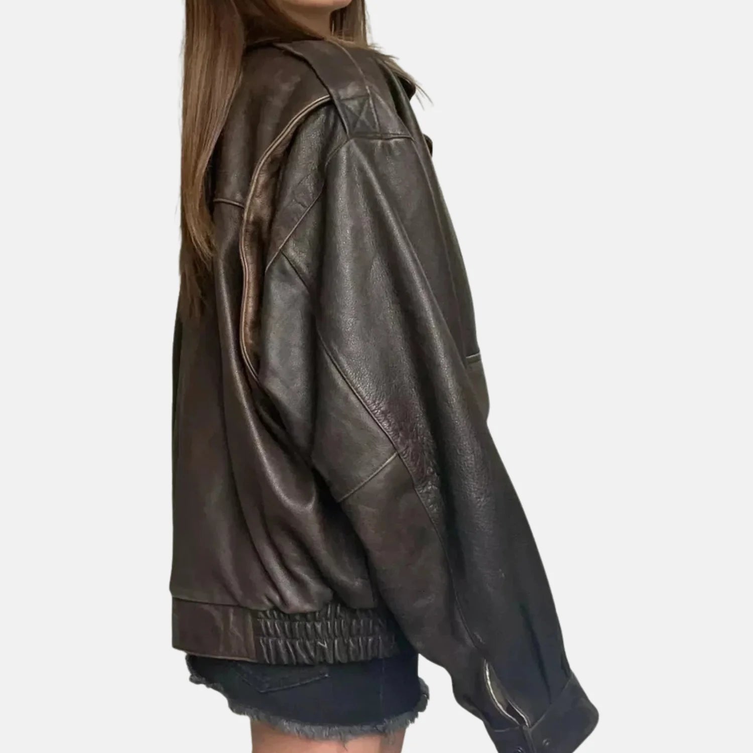 Zyric Leather Jacket 90s Women Bomber Flight Jacket