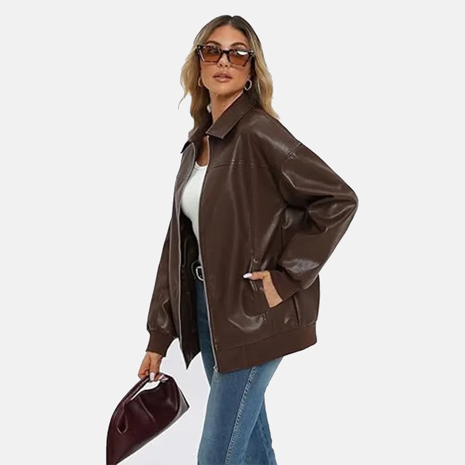 Elara Leather Bomber Jacket for Women | Order Now