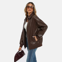 Elara Leather Bomber Jacket for Women | Order Now