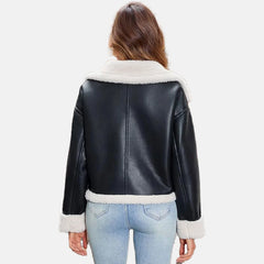 Faux Fur Leather Bomber Jacket for Women | Order Now